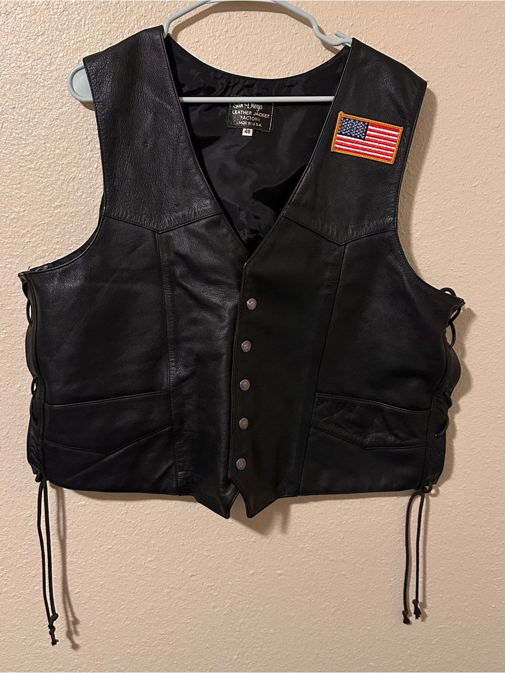 Black Leather Vest San Diego Leather moto Jacket Factory Size 48